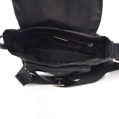 Prada Tessuto Nylon Single Buckle Messenger Bag Black 5 of 9