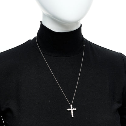 Tiffany Platinum Diamond Large Cross Pendant Necklace 2 of 7