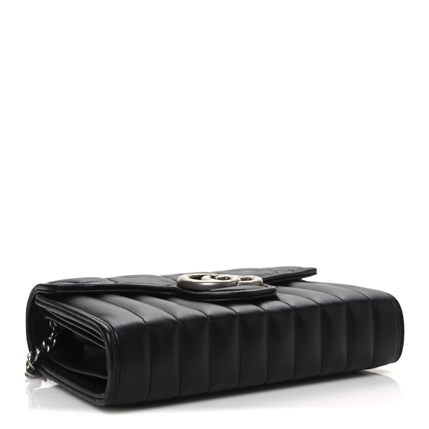 Calfskin Matelasse Aria GG Marmont Chain Wallet Black