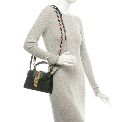 Gucci Calfskin Mini Sylvie Top Handle Bag Black 2 of 6