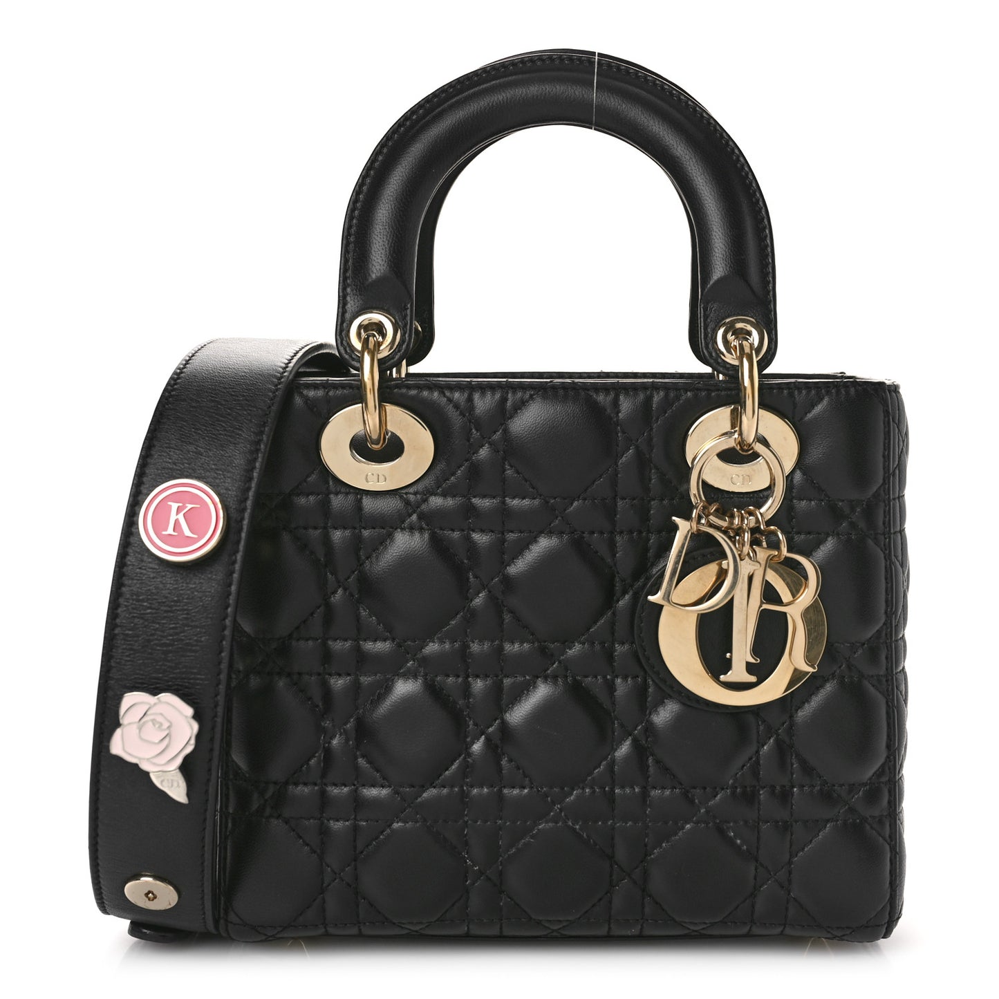 Lambskin Cannage Small Lucky Badges My Lady Dior Black