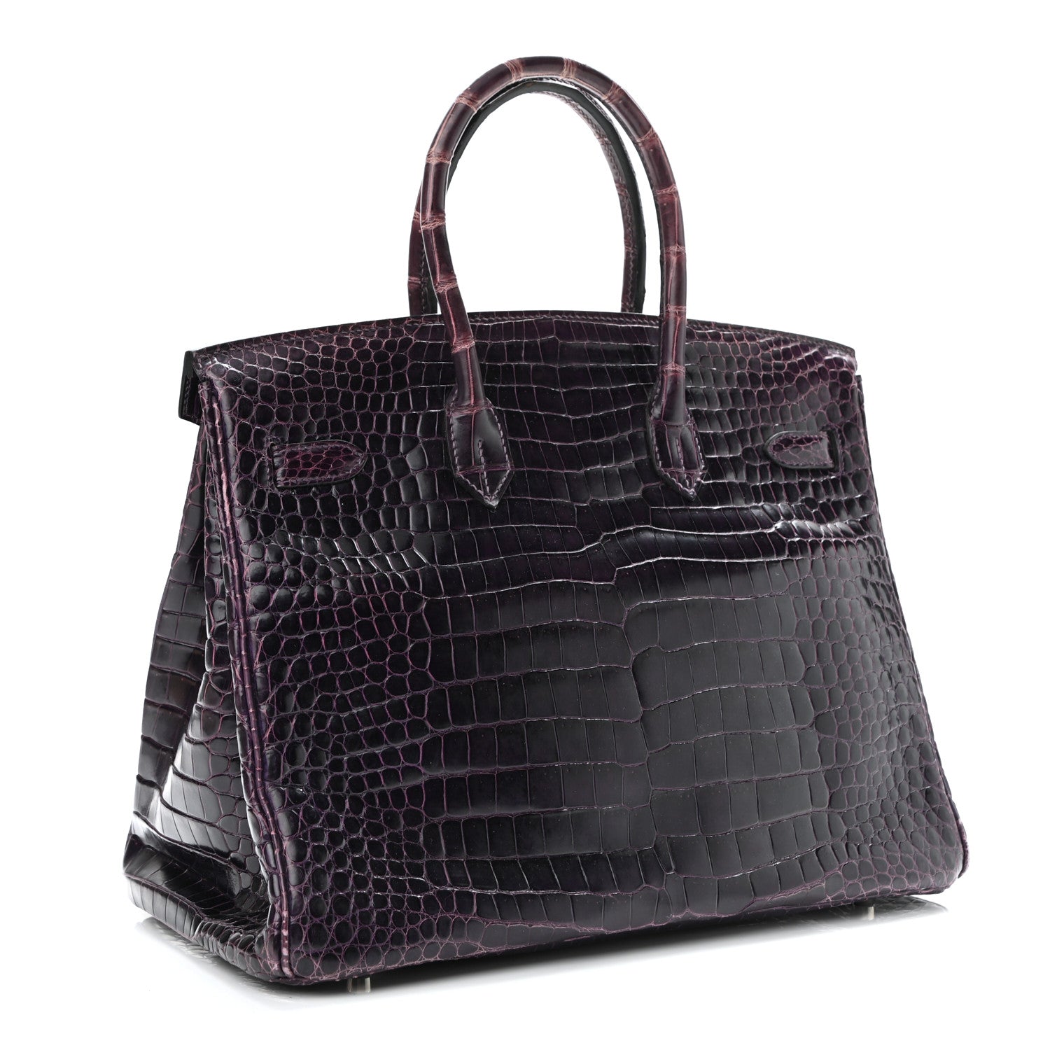 Hermes Shiny Porosus Crocodile Birkin 35 Prunoir 2 of 10