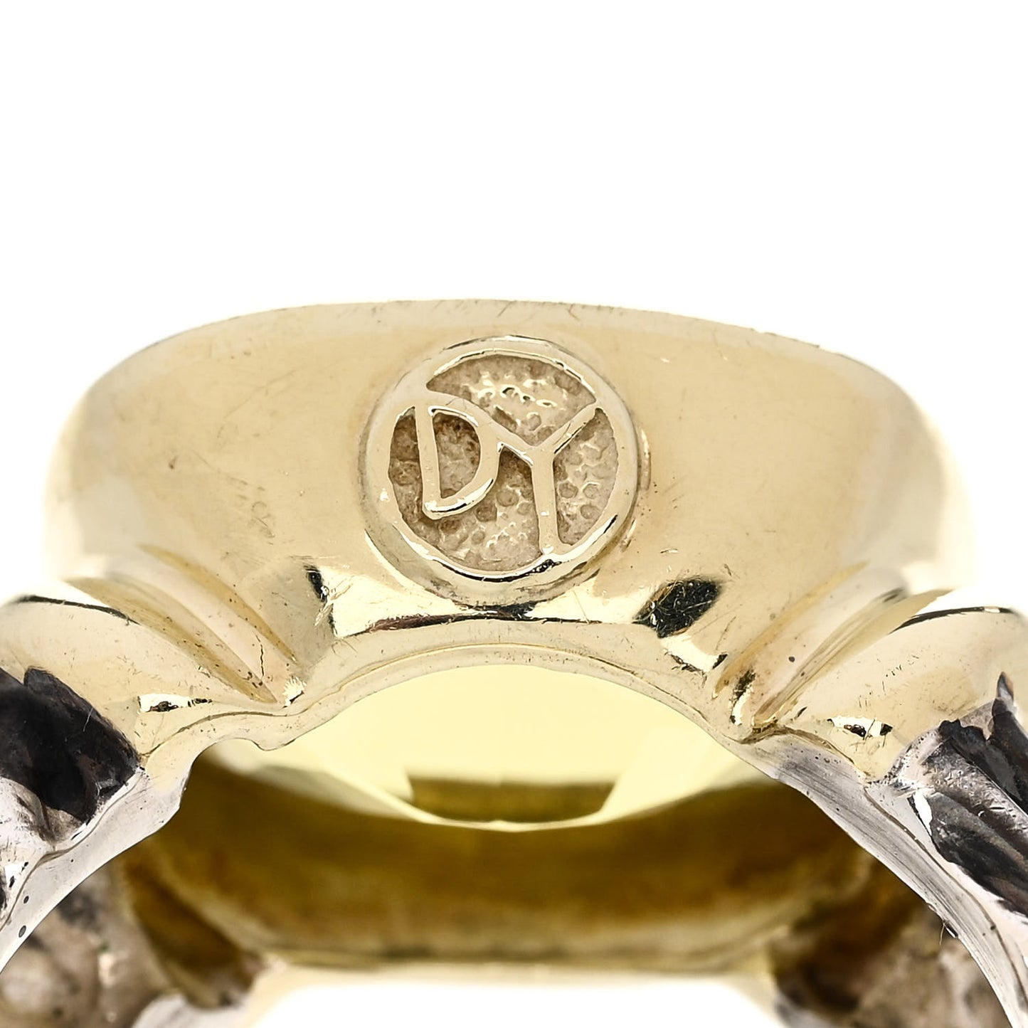 Sterling Silver 14K Yellow Gold Lemon Citrine 14mm Noblesse Ring 58 8.5
