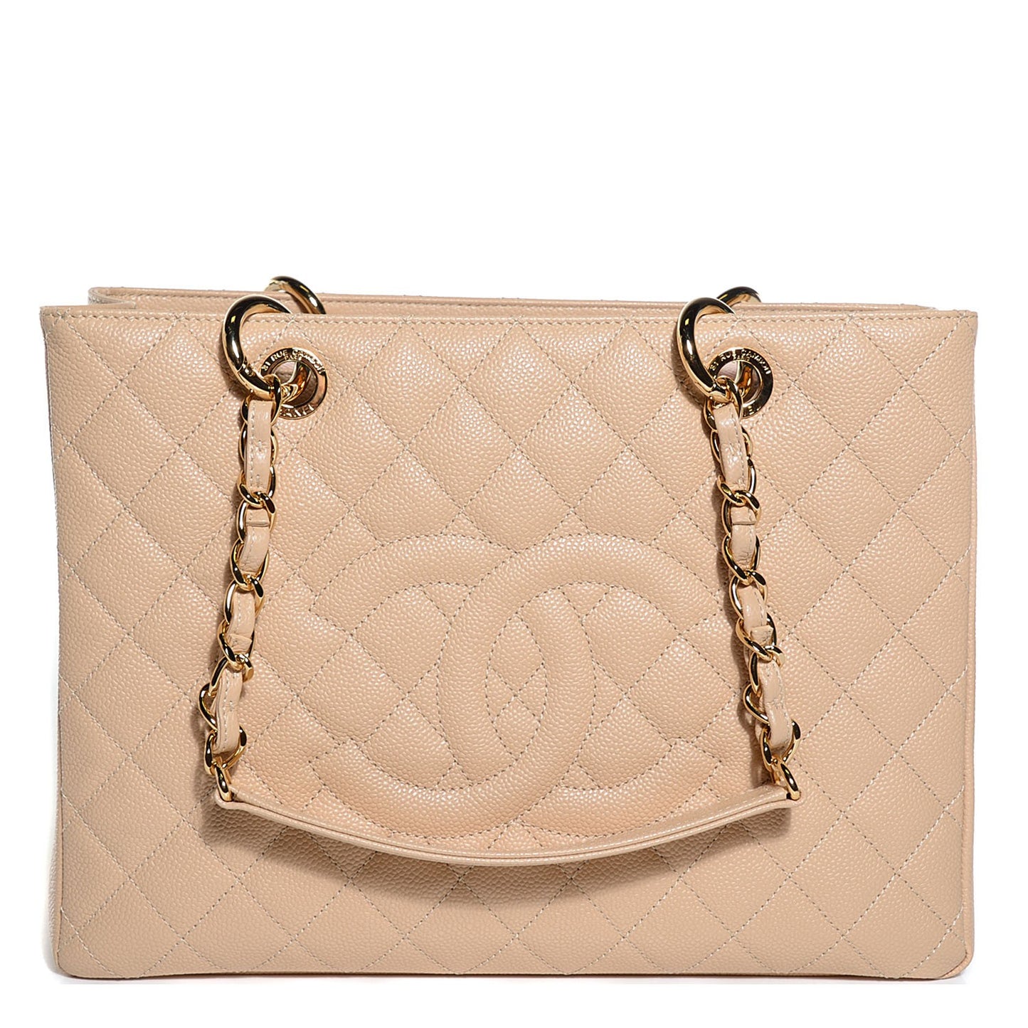 Caviar Quilted Grand Shopping Tote GST Beige Clair