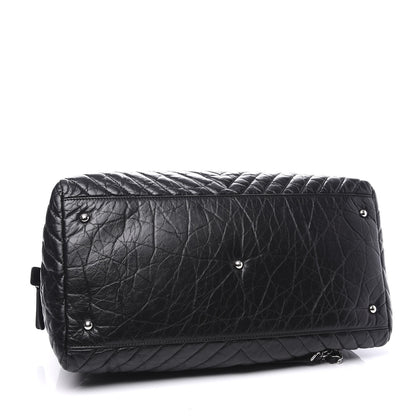 Chanel Aged Calfskin Chevron Large Soft Bowling Bag Black 3 of 11