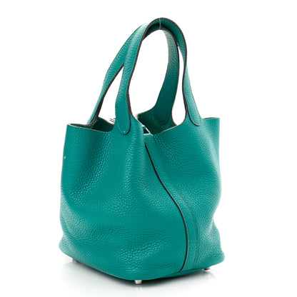 Hermes Taurillon Clemence Picotin Lock 18 PM Turquoise 3 of 13