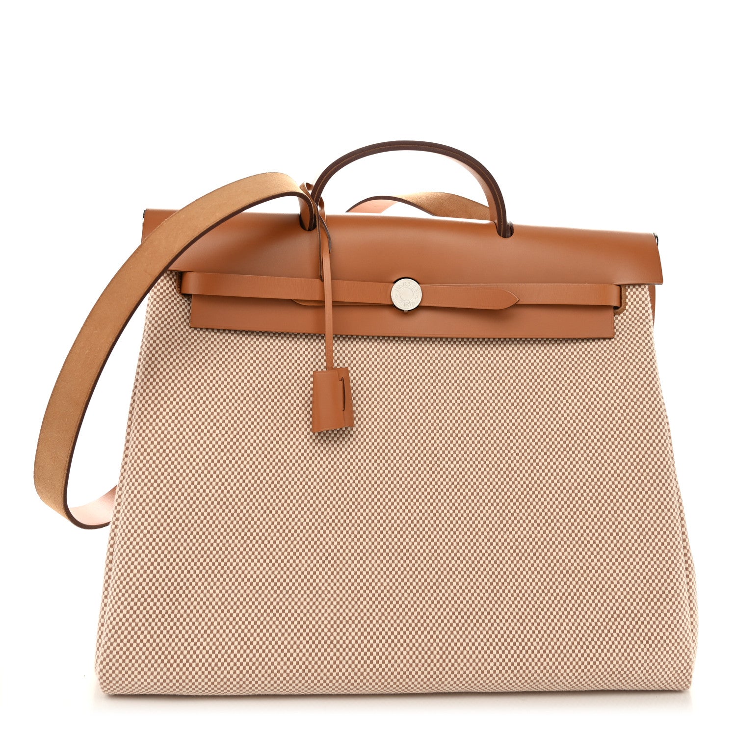Hermes Vache Hunter Calfskin Criss Viking Herbag Zip Retourne 39 MM Ecru Beige Naturel 1 of 11