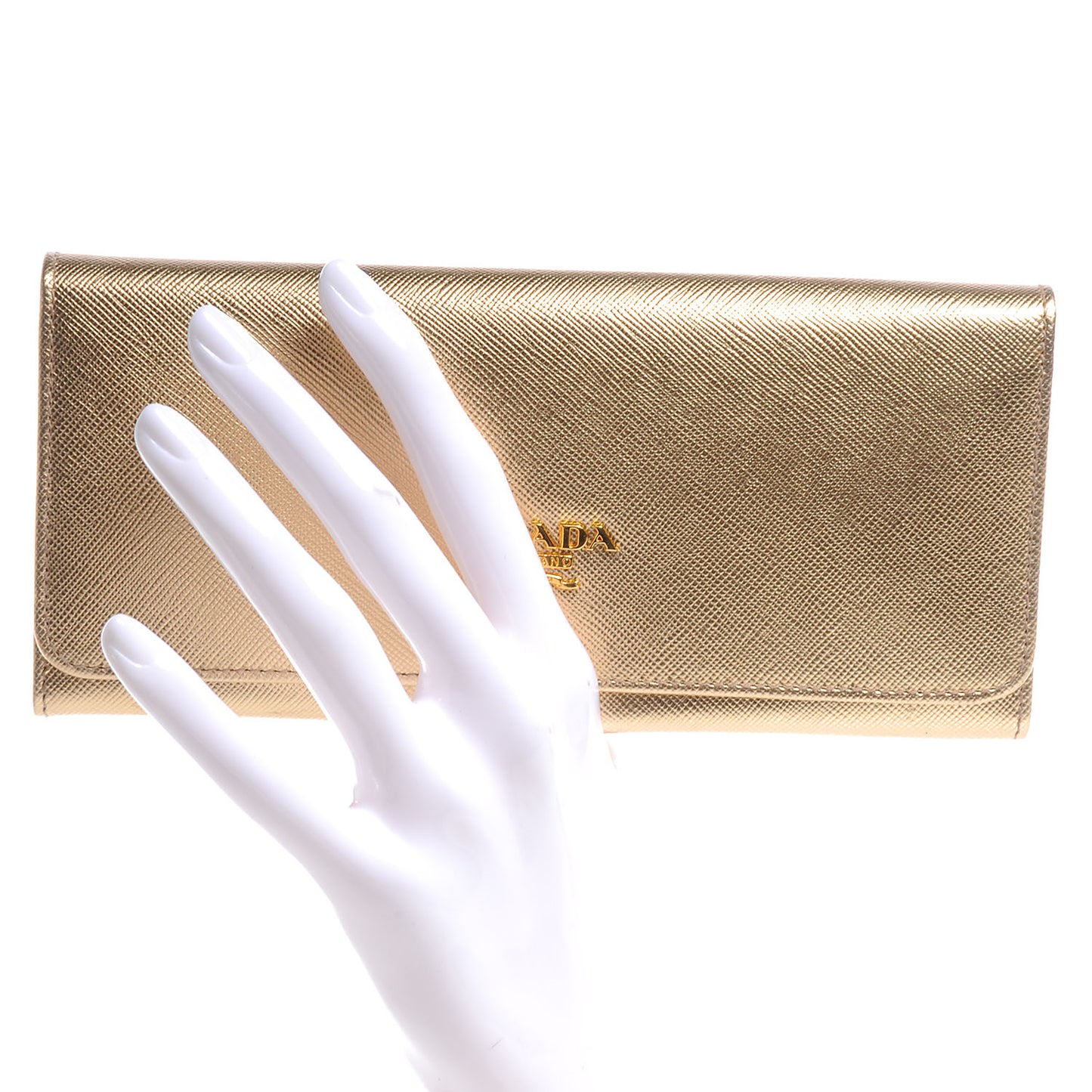 Saffiano Continental Flap Wallet Platino