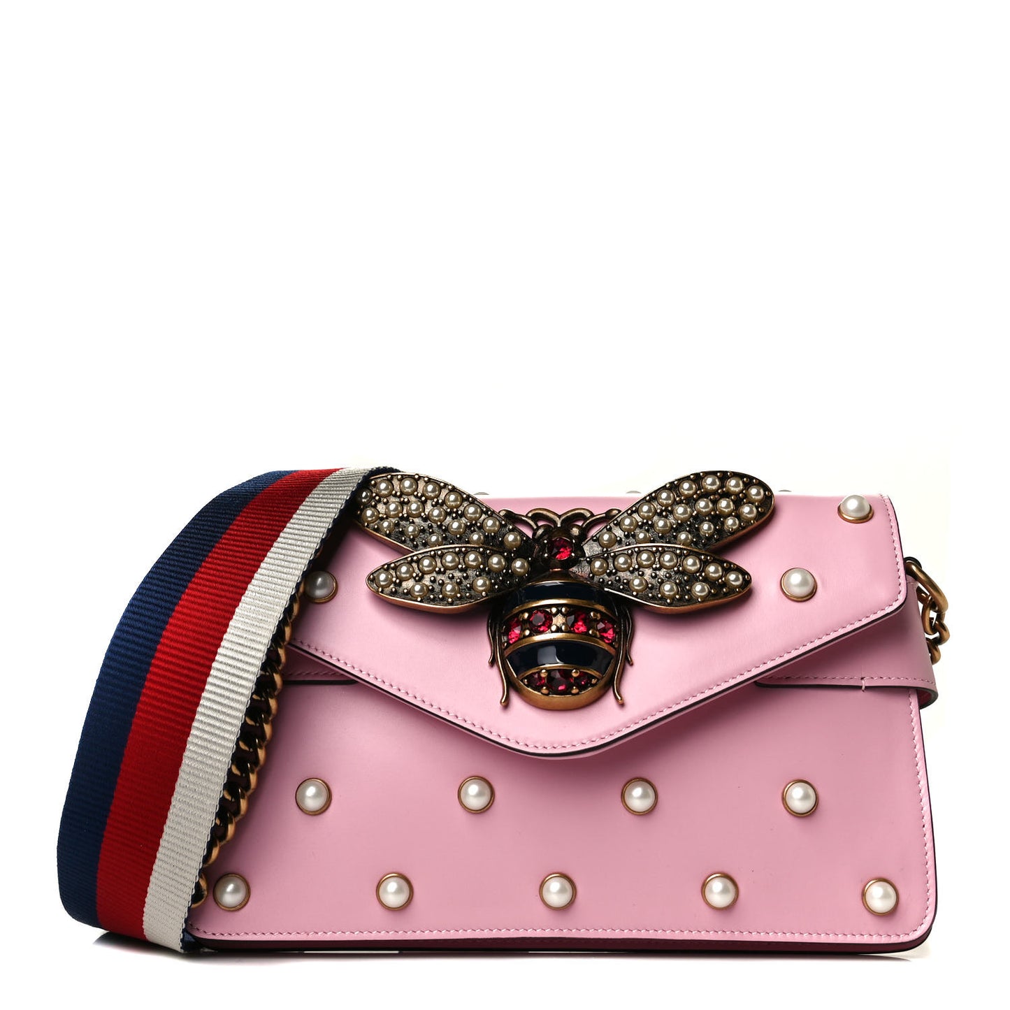 Nappa Pearl Studded Mini Queen Margaret Broadway Shoulder Bag Sugar Pink