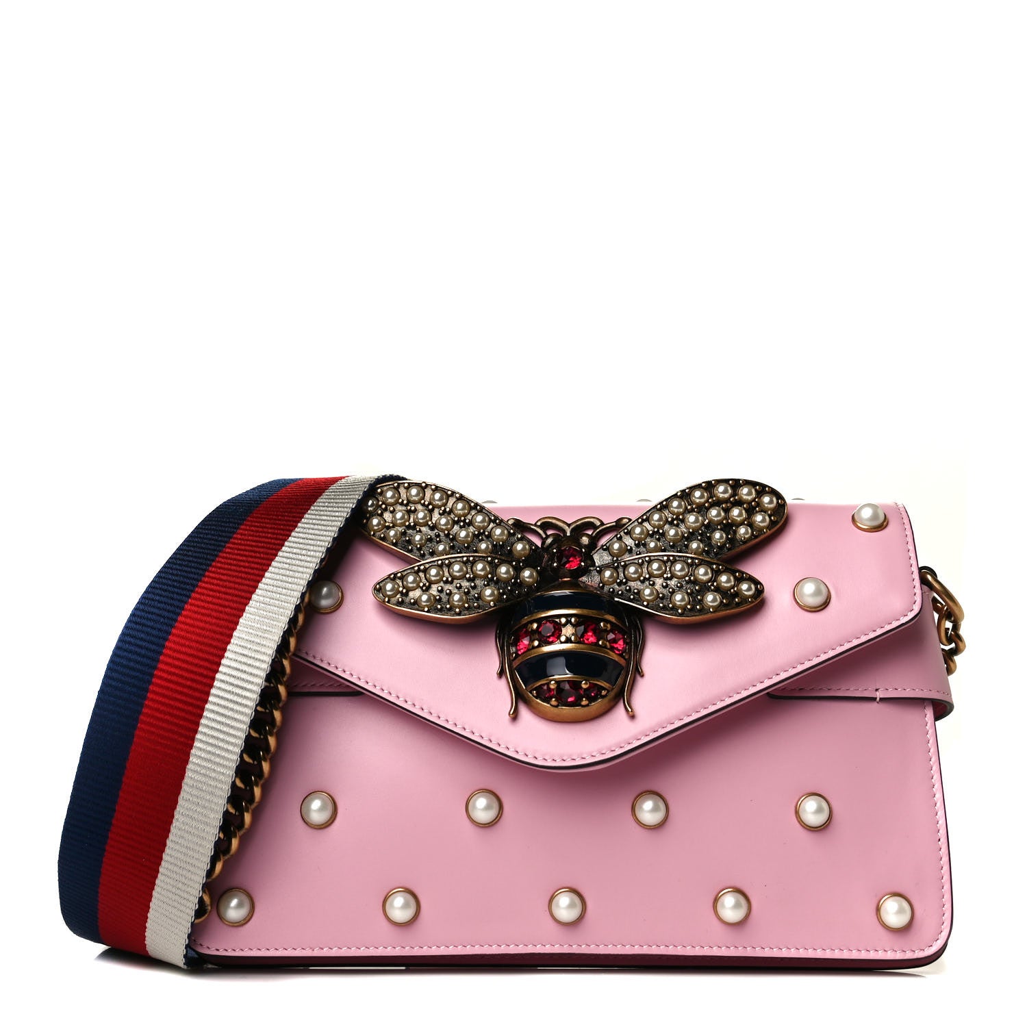 Gucci Nappa Pearl Studded Mini Queen Margaret Broadway Shoulder Bag Sugar Pink 1 of 10