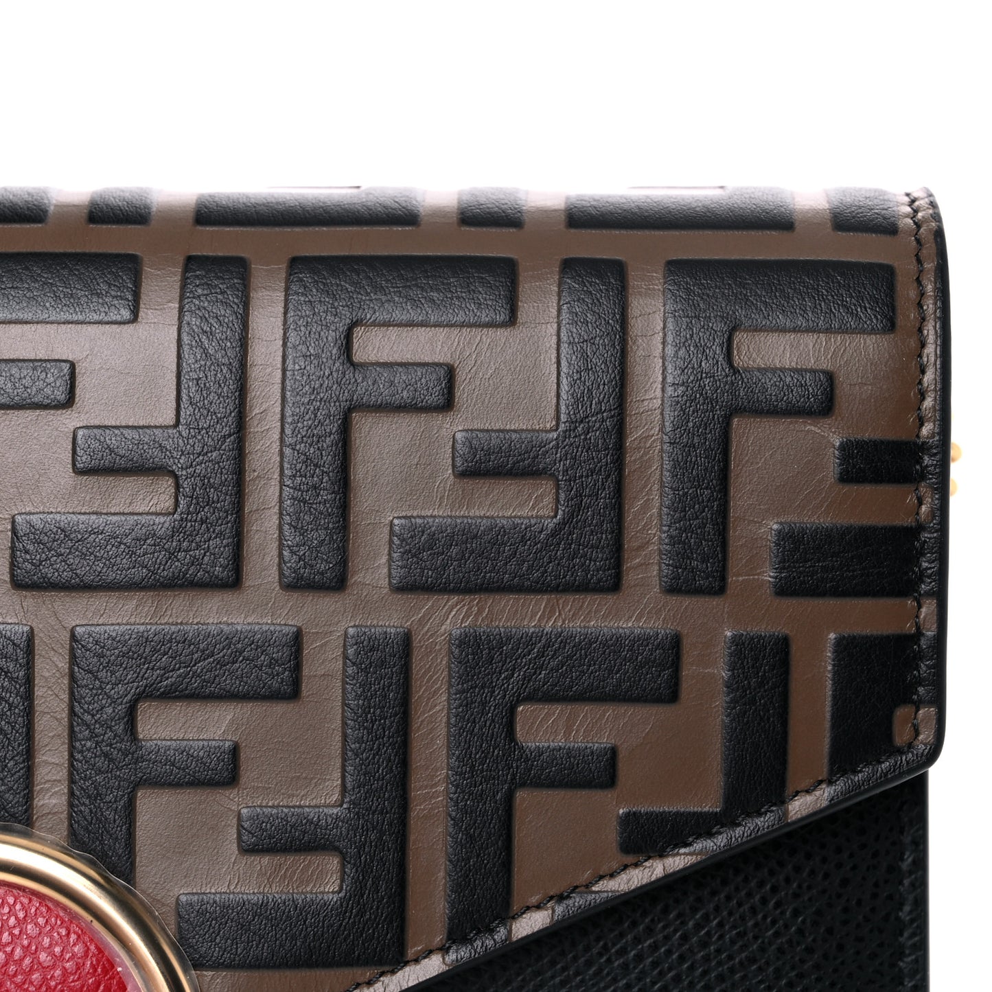Vitello Cruise F is Fendi Bi-Color FF 1974 Embossed Medium Envelope Wallet On Chain Black Maya