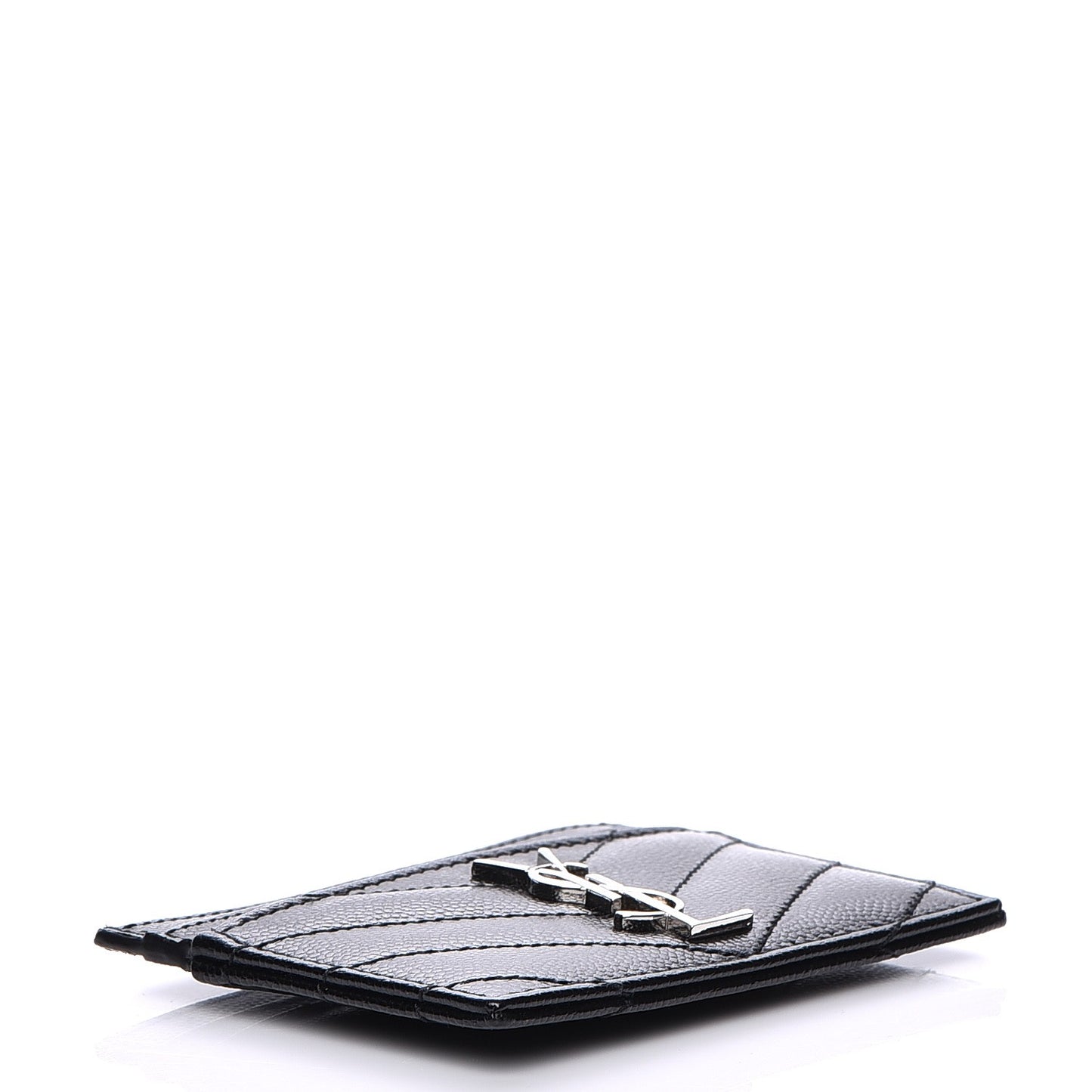 Grain De Poudre Matelasse Chevron Monogram Credit Card Case Black