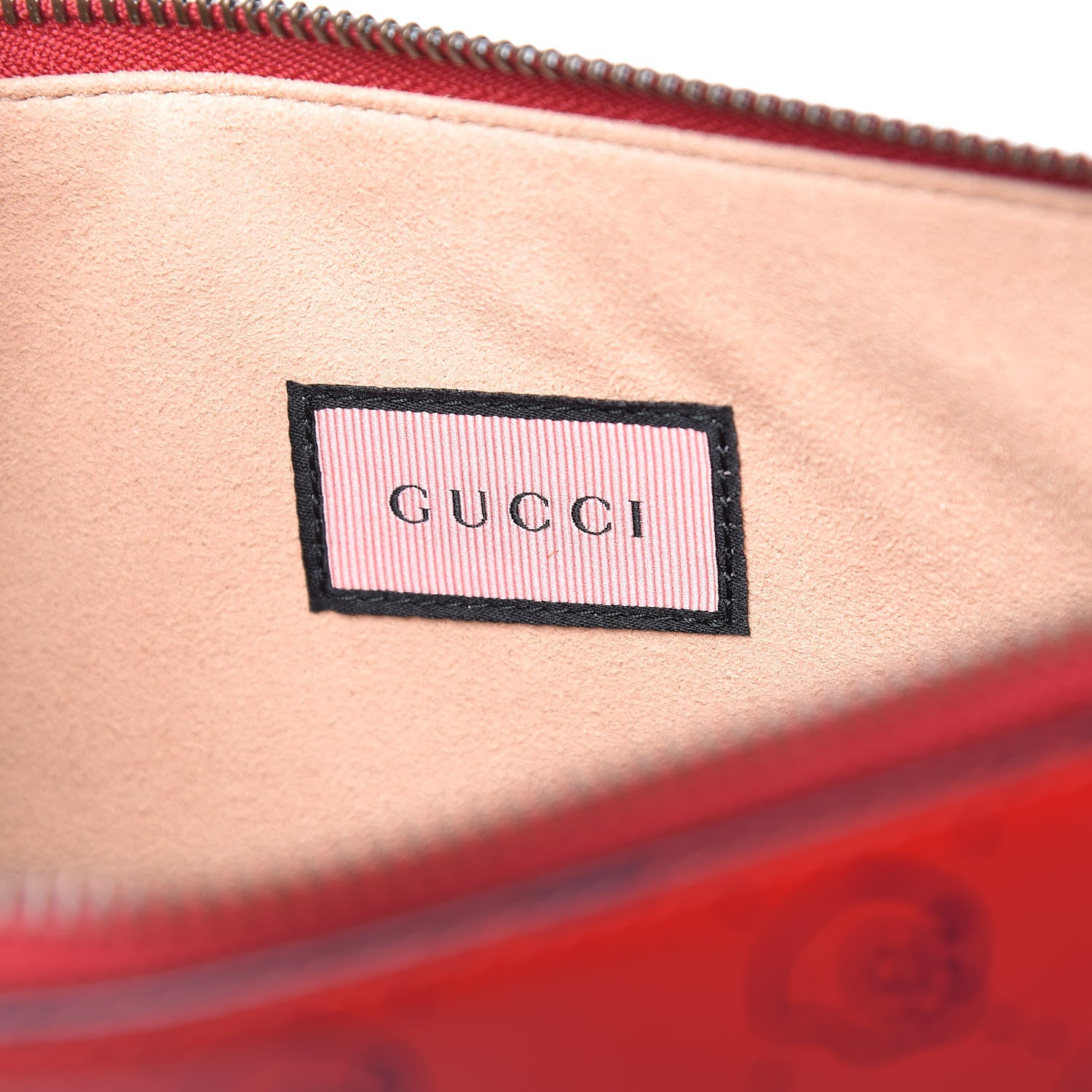 Gucci Calfskin GucciGhost Hamlet Skull Zip Pouch Hibiscus Red