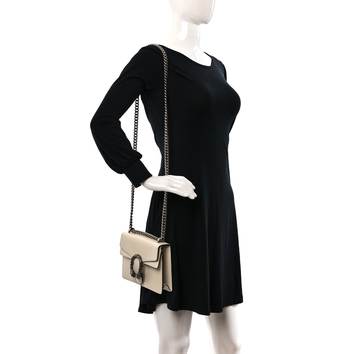 Dollar Calfskin Crystal Mini Dionysus Shoulder Bag Mystic White Black Diamond
