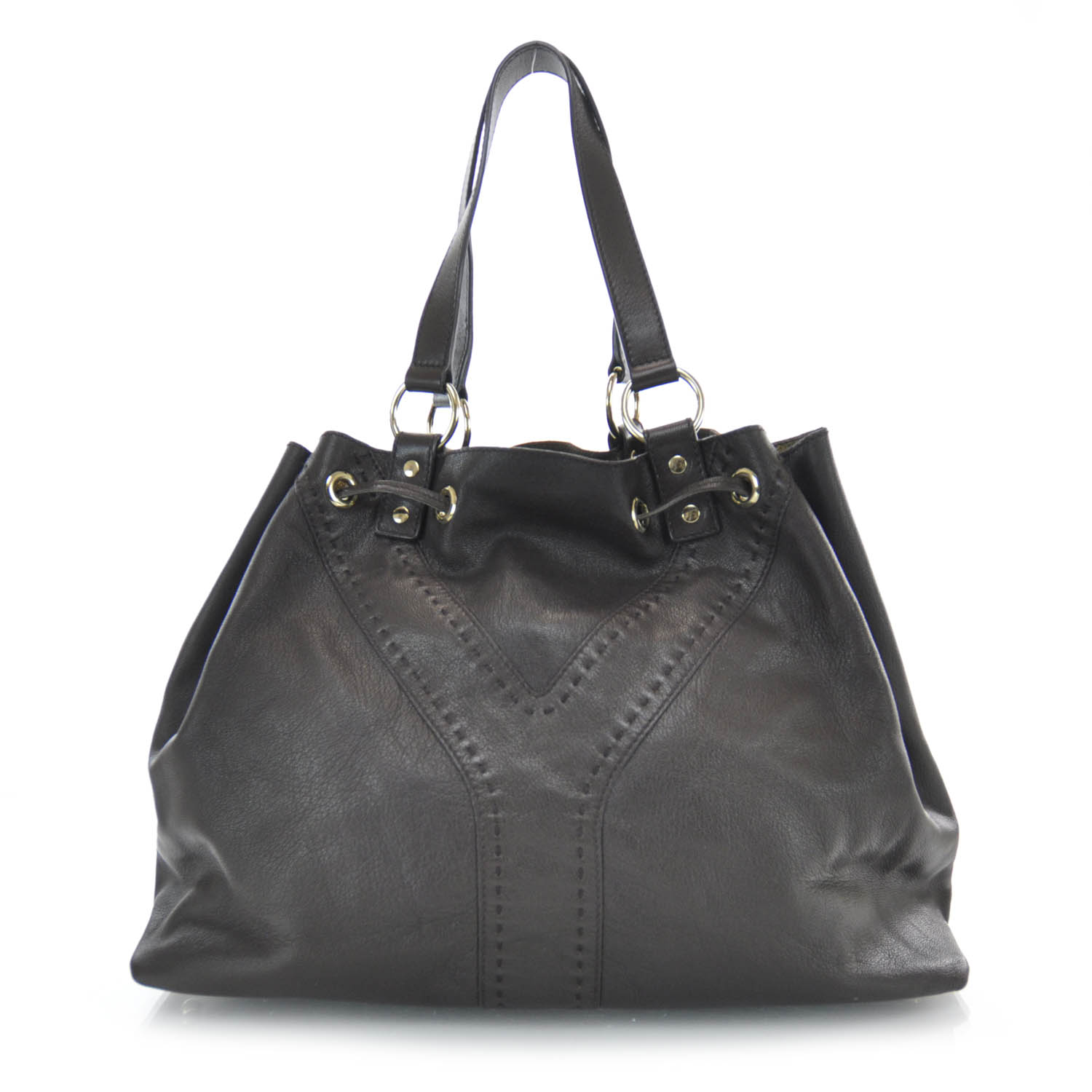 Saint Laurent Leather Reversible Double Sac Y Tote Gold Brown 1 of 8