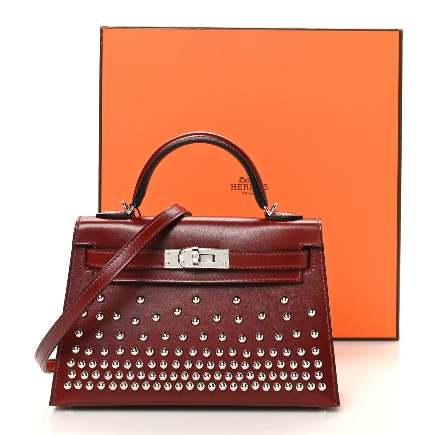 Box Studded Clouté Mini Kelly Sellier 20 Rouge H