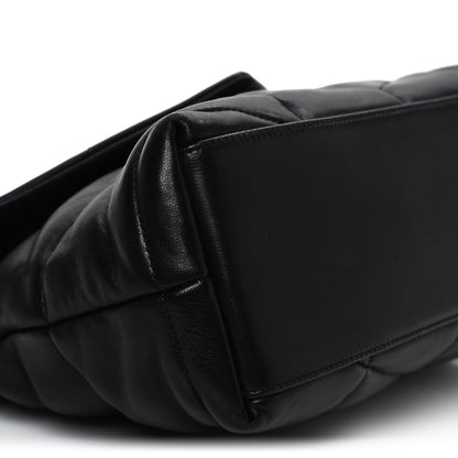 Saint Laurent Lambskin Quilted Small Loulou Puffer Monogram Chain Satchel Black 9 of 10
