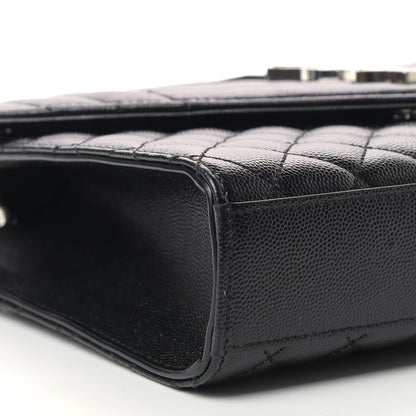 Saint Laurent Grain De Poudre Textured Mixed Matelasse Triquilt Medium Monogram Satchel Black 8 of 9