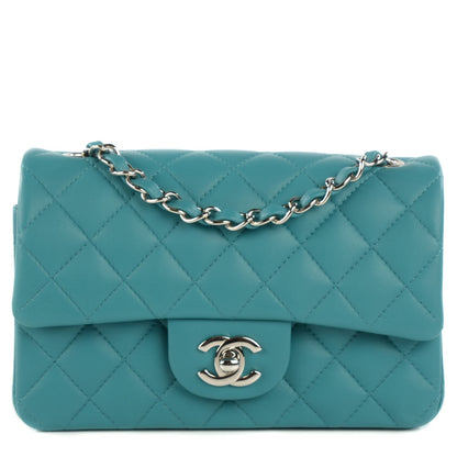 Chanel Lambskin Quilted Mini Rectangular Flap Turquoise 1 of 8