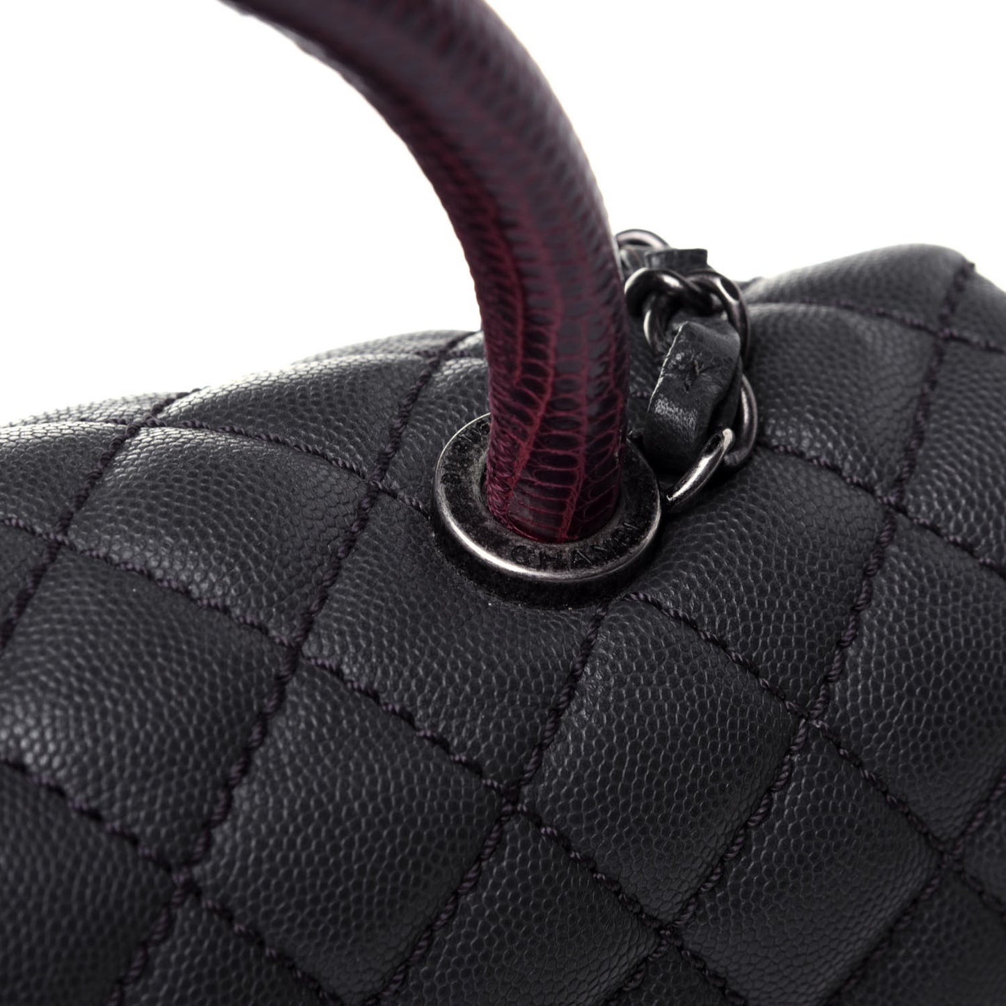 Caviar Lizard Quilted Medium Coco Handle Flap Grey