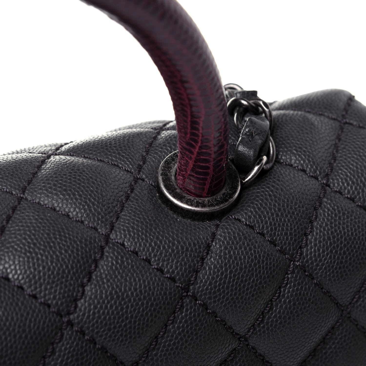 Chanel Caviar Lizard Quilted Medium Coco Handle Flap Grey 10 of 12