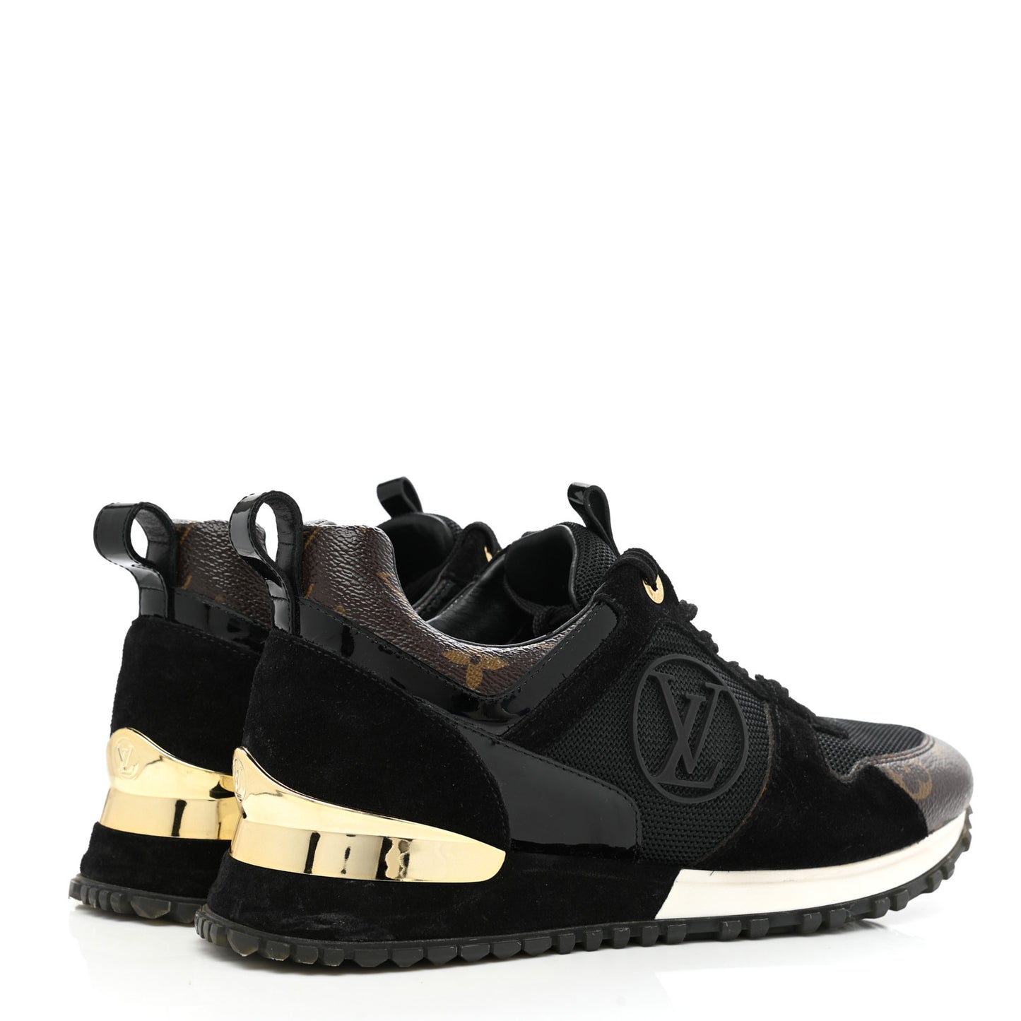 Suede Monogram Run Away Sneakers 36 Black