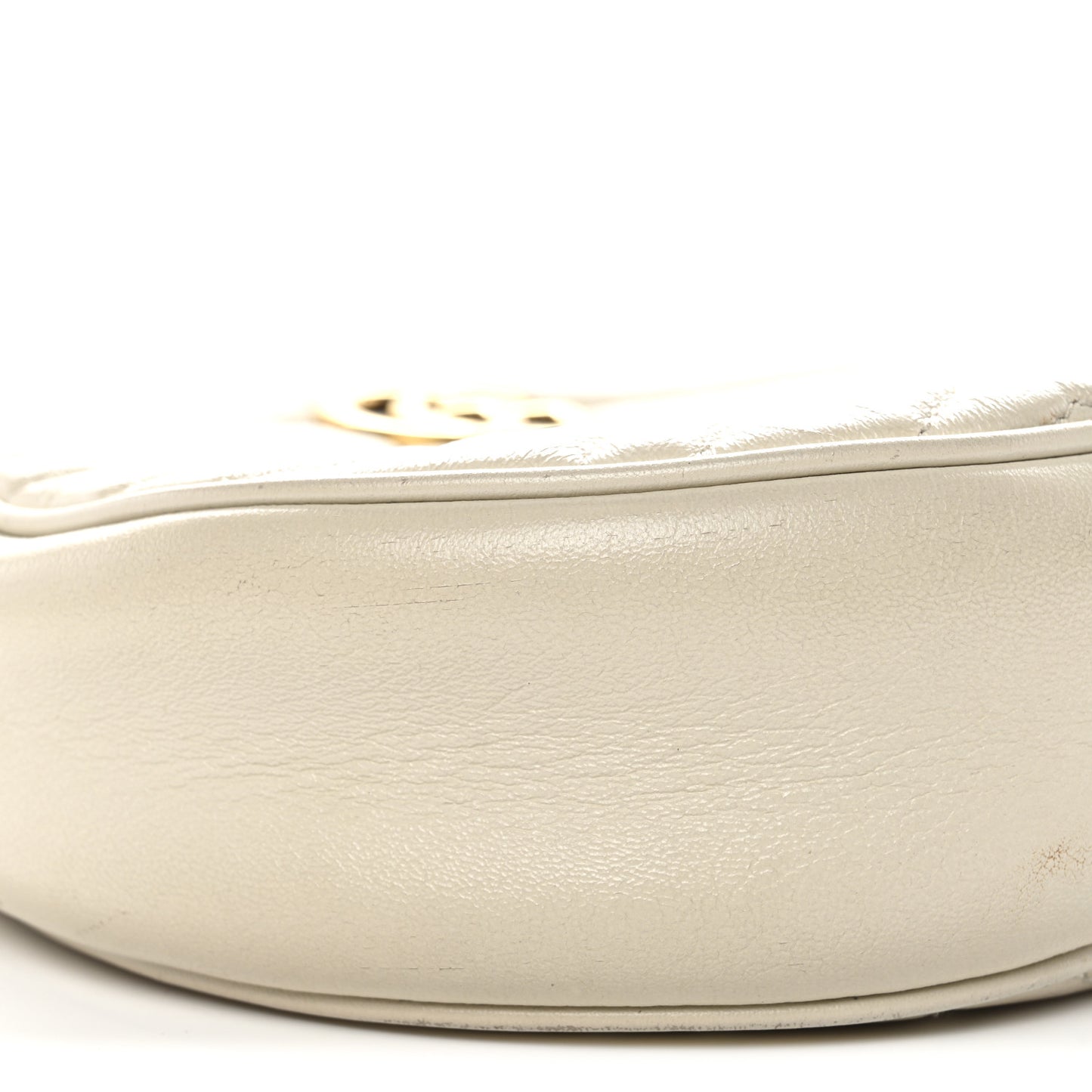 Calfskin Matelasse Mini GG Marmont Round Shoulder Bag White