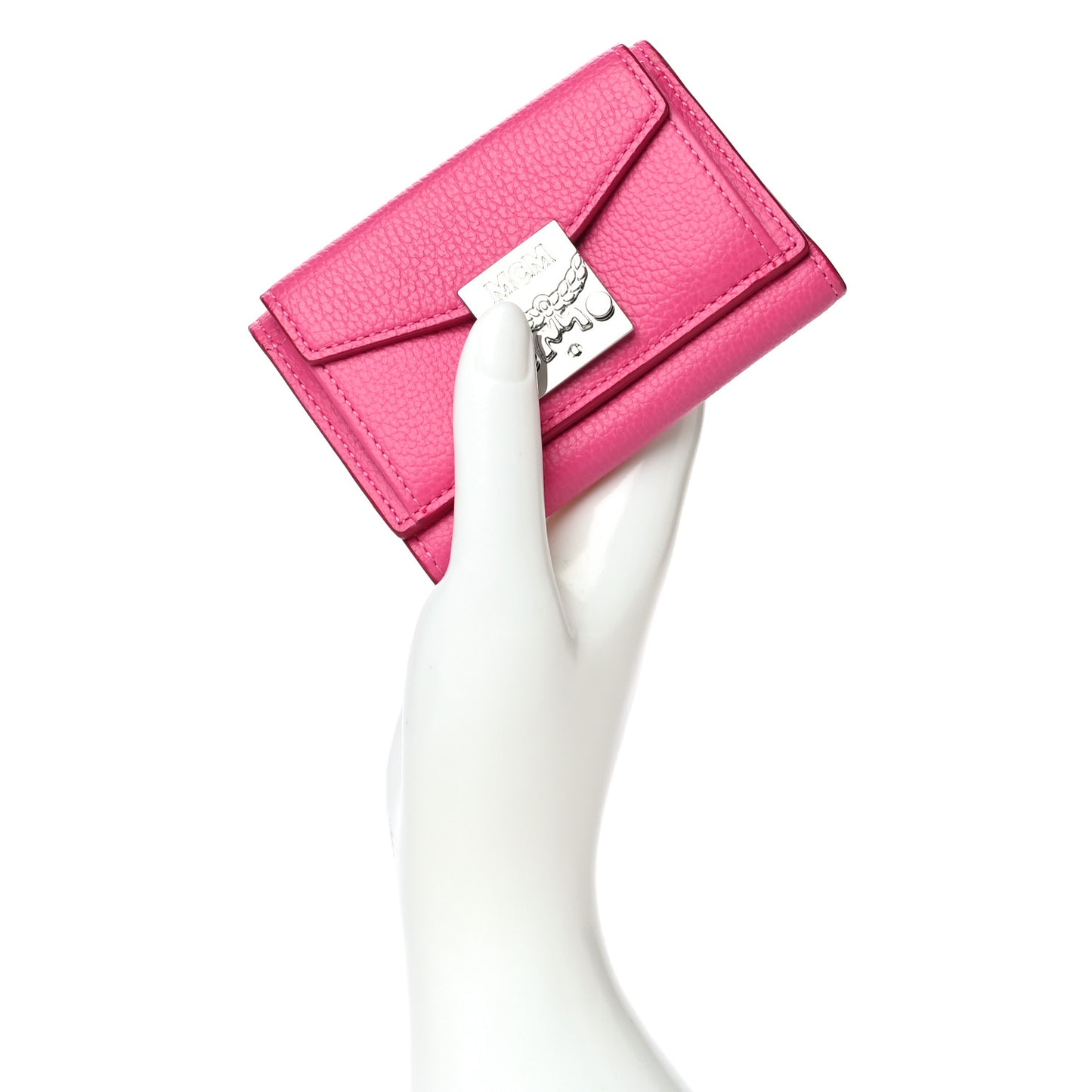 Calfskin Tri-Fold Flap Wallet Pink
