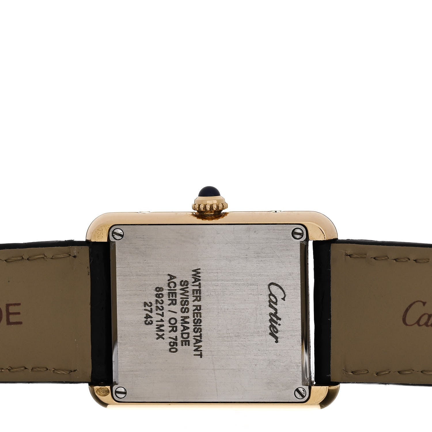 Cartier Stainless Steel 18K Yellow Gold Alligator 24mm Tank Solo Quartz Watch 4 of 5