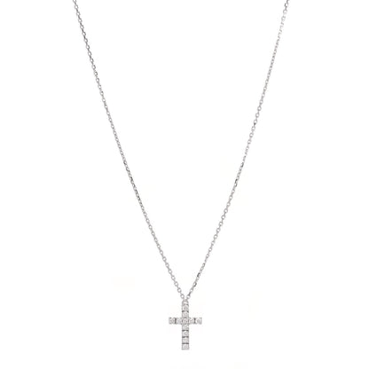 Cartier 18K White Gold Diamond Symbols Cross Pendant Necklace 1 of 6