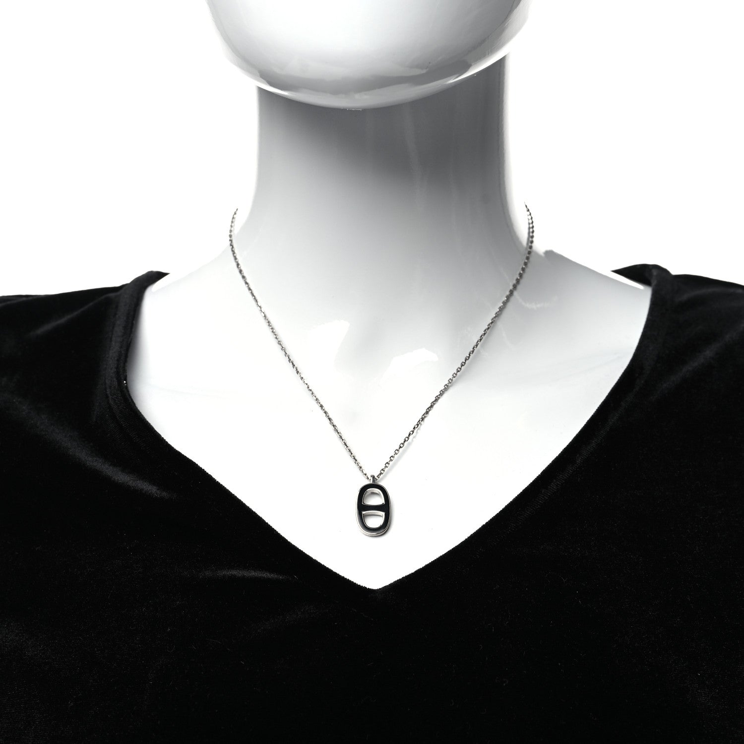 Hermes Laquered Iliade Pendant Necklace Black 2 of 5