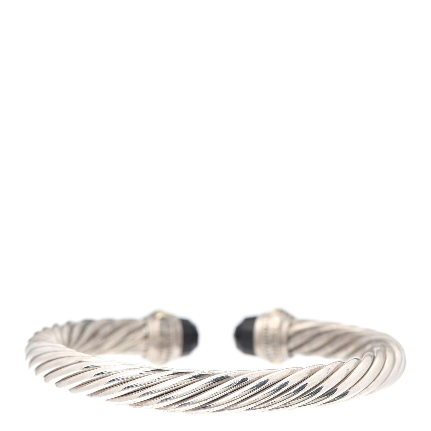 Sterling Silver 14K Yellow Gold Black Onyx 7mm Cable Classics Bracelet