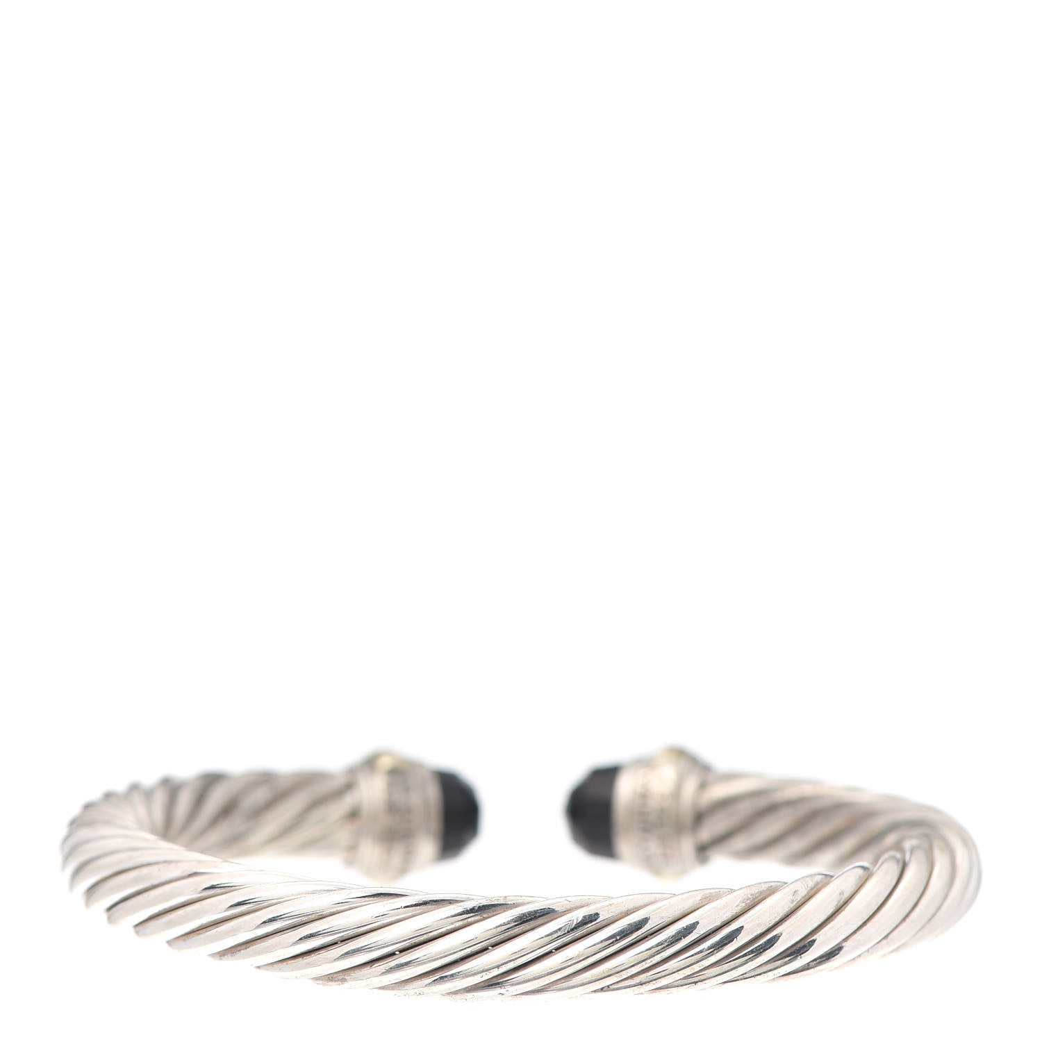 David Yurman Sterling Silver 14K Yellow Gold Black Onyx 7mm Cable Classics Bracelet 3 of 5