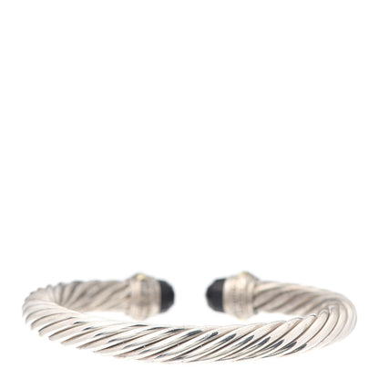 David Yurman Sterling Silver 14K Yellow Gold Black Onyx 7mm Cable Classics Bracelet 3 of 5