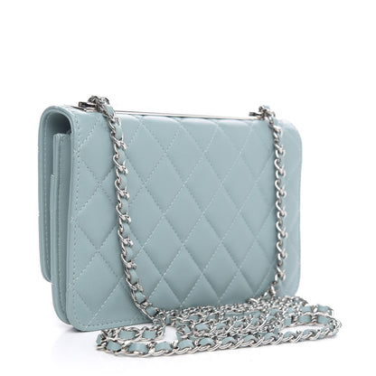 Chanel Lambskin Quilted Trendy CC Wallet On Chain WOC Light Blue 3 of 12