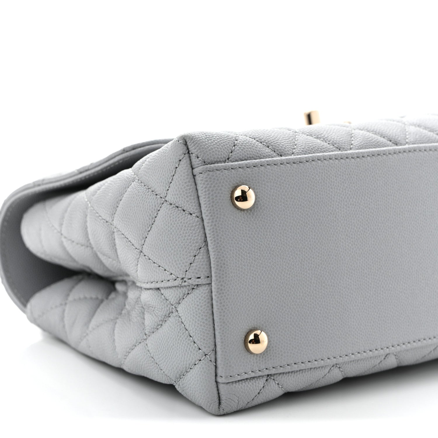 Chanel Caviar Lizard Embossed Quilted Small Coco Handle Flap Light Grey 9 of 10