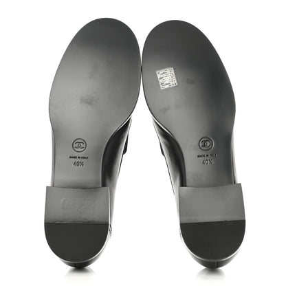 Chanel Shiny Calfskin Metal CC Mocassin Loafers 40.5 Black 5 of 9