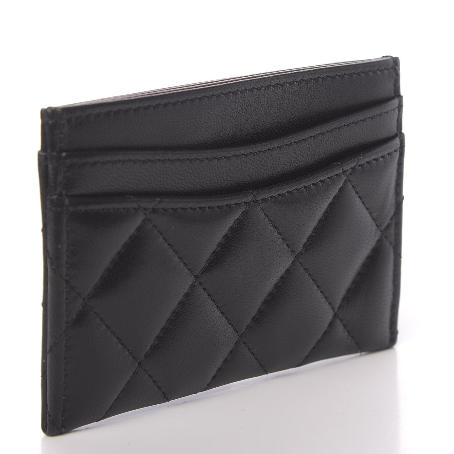 Lambskin Quilted Card Holder Black