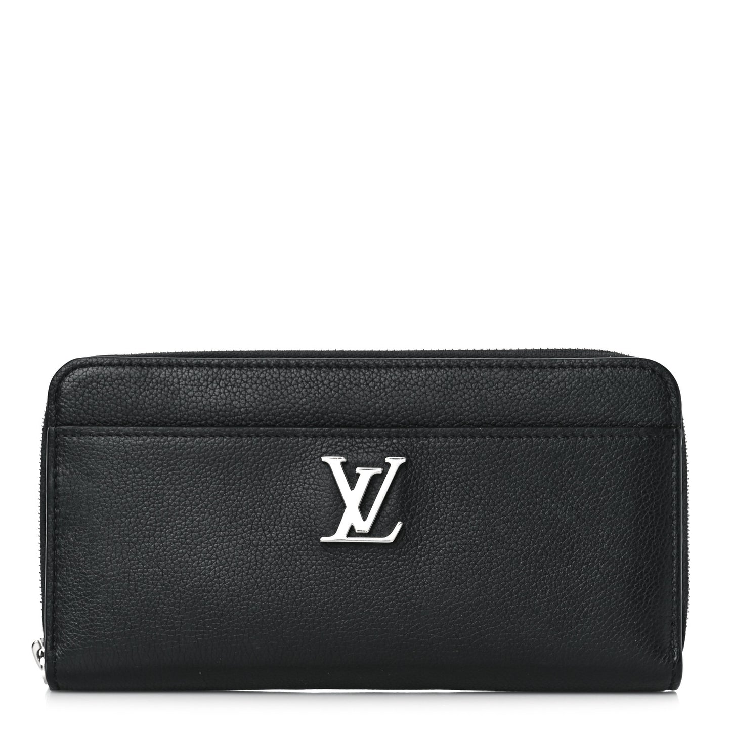 Calfskin Zippy Lockme Wallet Black