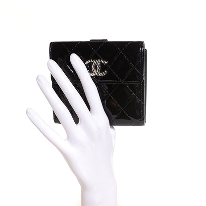 Chanel Patent Quilted Brilliant French Flap Wallet Black 2 of 9
