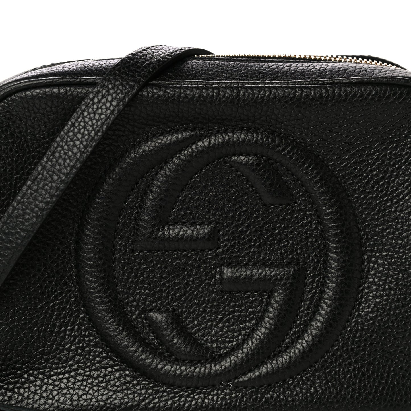 Pebbled Calfskin Small Soho Disco Bag Black