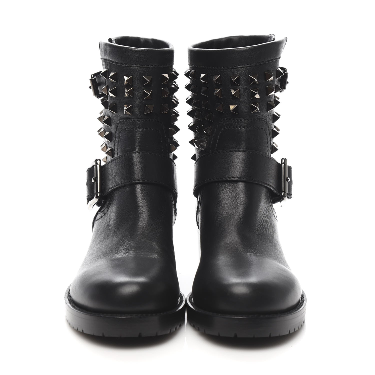 Valentino Garavani Calfskin Rockstud 30mm Biker Boots 37 Black 2 of 8