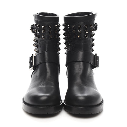 Valentino Garavani Calfskin Rockstud 30mm Biker Boots 37 Black 2 of 8