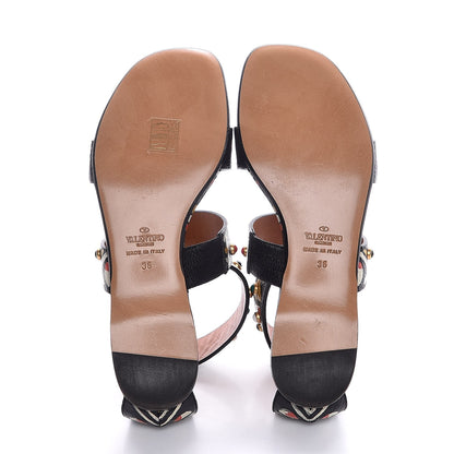 Valentino Garavani Calfskin Hand Painted Rockstud Thong Sandals 36 Black 5 of 7