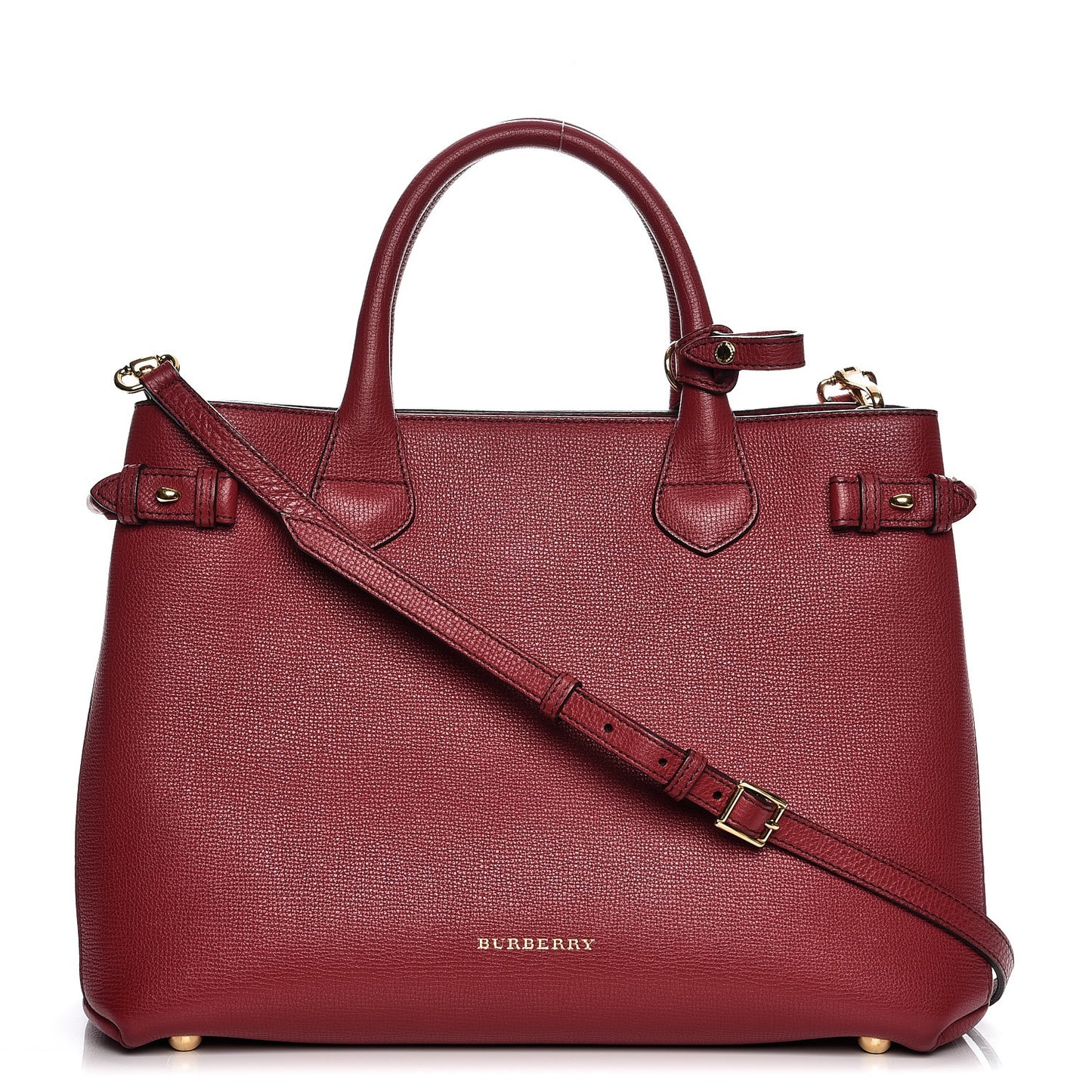 Derby Calfskin House Check Medium Banner Tote Russet Red
