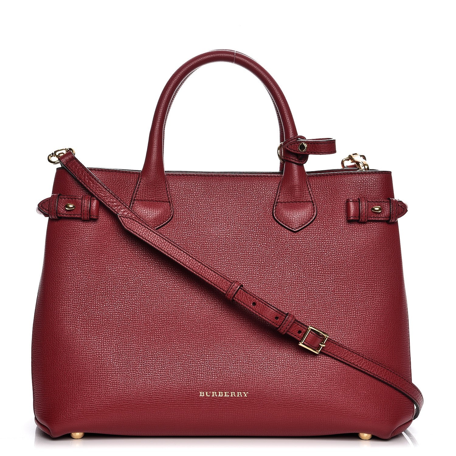 Burberry Derby Calfskin House Check Medium Banner Tote Russet Red 1 of 9