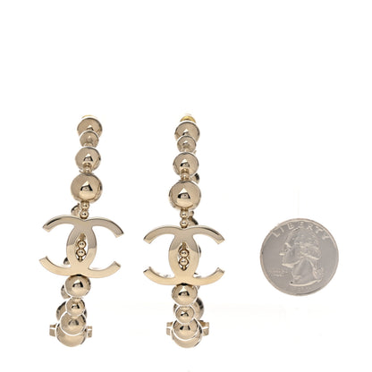 Chanel Metal Bead CC Hoop Earrings Gold 2 of 4