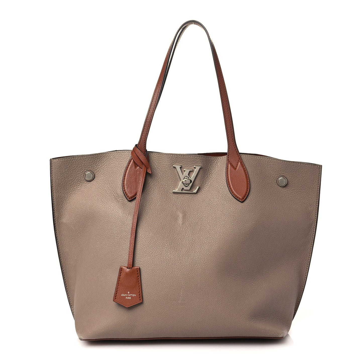 Calfskin Lockme Go Tote Vison