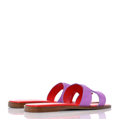 Hermes Suede Goatskin Oran Sandals 37 Violet Parme 4 of 9