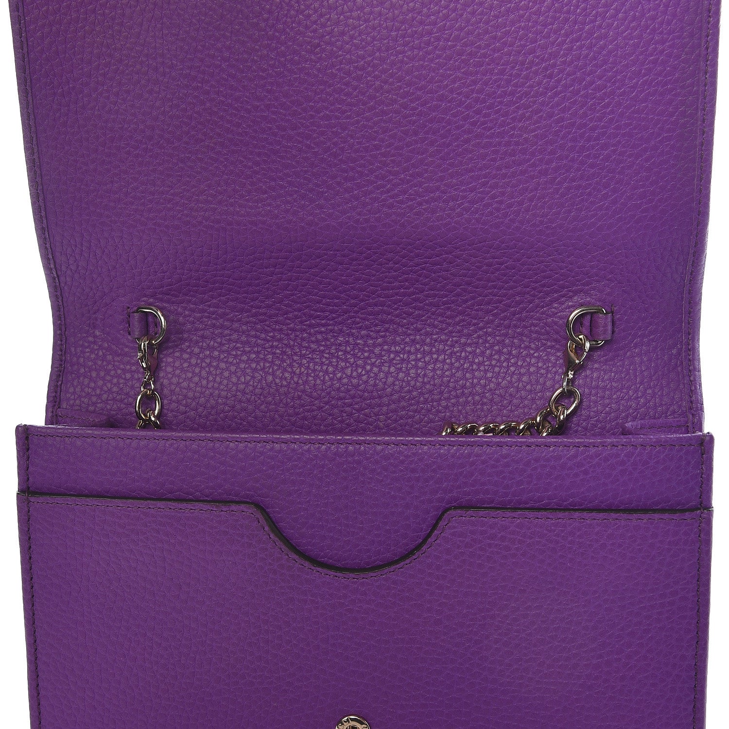 Gucci Pebbled Calfskin Soho Wallet on Chain Shine Purple 14 of 16